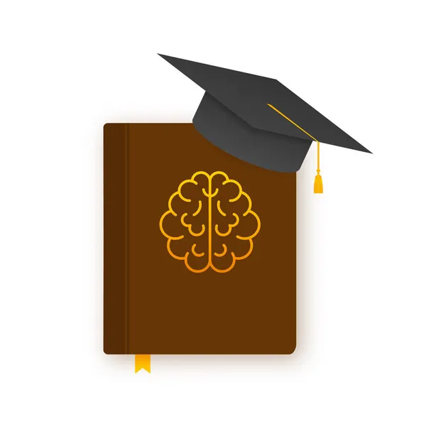 Cerebro leyendo un libro. Lectura para examen, conocimiento, estudio. Ilustración de stock vectorial. — Vector de stock