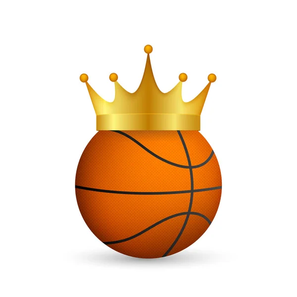 Basketball-Ball in der goldenen Königskrone, König des Sports. Vektoraktiendarstellung. — Stockvektor