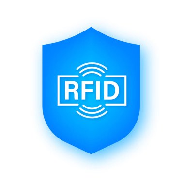 RFID Radyo Frekans Kimliği. Teknoloji konsepti. Dijital teknoloji. Vektör stok illüstrasyonu