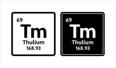 Thulium sembolü. Periyodik tablonun kimyasal elementi. Vektör stok illüstrasyonu.