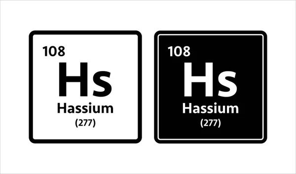 Символ Хассия. Химический элемент периодической таблицы. Векторная иллюстрация — стоковый вектор