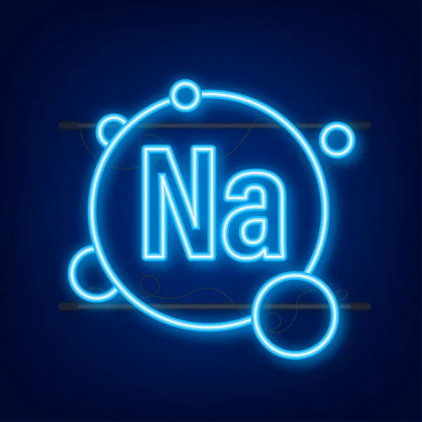 Na, Natrium azul brillante píldora cápsula icono de neón. Ilustración de stock vectorial — Vector de stock