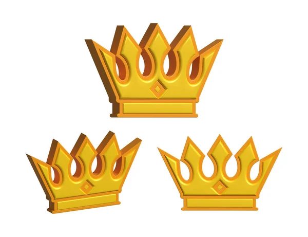 Corona de rey aislada sobre fondo blanco. Icono real de oro. ilustración. — Foto de Stock