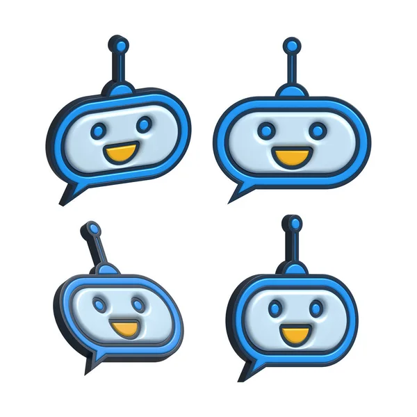 Lindo robot sonriente en las manos. ilustración plana moderna personaje de dibujos animados. Servicio de soporte de voz bot —  Fotos de Stock