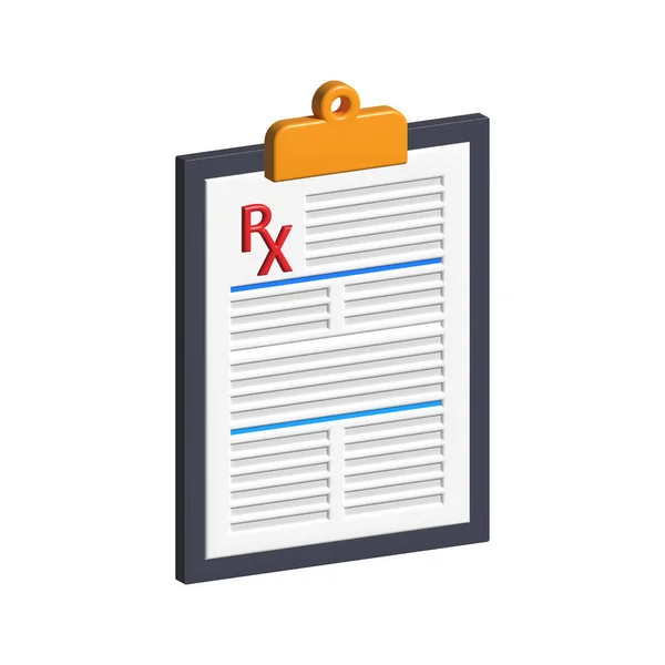 Formulário de prescrição Rx em branco isolado sobre fundo branco. ilustração de estoque. — Fotografia de Stock