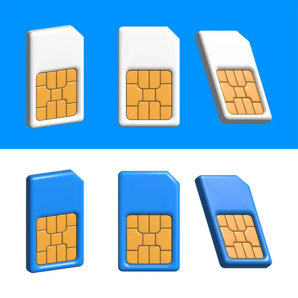 3D mobile cellular phone Sim Card Chip Isolated on Background. Isometric style — Stock Photo, Image