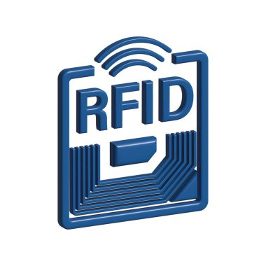 RFID Radyo Frekans Kimliği. Teknoloji konsepti. Dijital teknoloji. 3B stok illüstrasyonu.