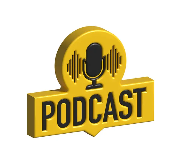 Podcast. Das Mikrofonsymbol. Sendepodcast. Aktienillustration. — Stockfoto