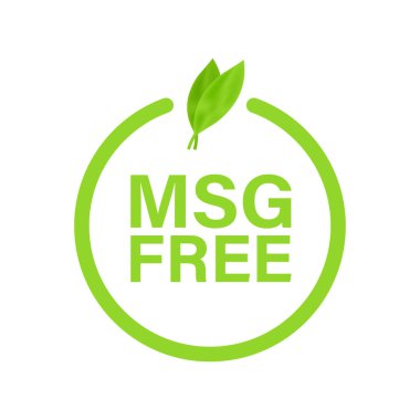 Msg ücretsiz. Glutamate eklenmemiş gıda paketi simgesi. Monosodyum glutamat. Vektör stok illüstrasyonu