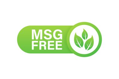 Msg ücretsiz. Glutamate eklenmemiş gıda paketi simgesi. Monosodyum glutamat. Vektör stok illüstrasyonu