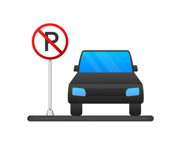 Vorlage mit blauem Halteverbot. Logo, Symbol, Etikett. Parken auf weißem Hintergrund. Web element. Vektoraktiendarstellung — Stockvektor