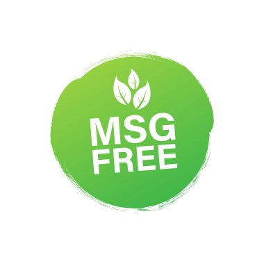 Msg ücretsiz. Glutamate eklenmemiş gıda paketi simgesi. Monosodyum glutamat. Vektör stok illüstrasyonu