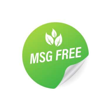 Msg ücretsiz. Glutamate eklenmemiş gıda paketi simgesi. Monosodyum glutamat. Vektör stok illüstrasyonu