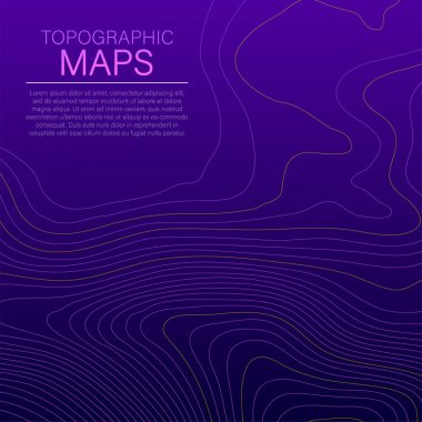 Mopografik harita. Çizgiler ve konturlarda topografik konturstilize yüksekliği. Vektör çizimi