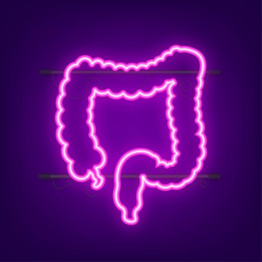 Colitis for medical design. Gastroenterology. Gut constipation icon design. Health care. Neon style. Vector illustration clipart