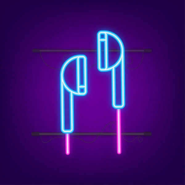 Muziek neon icoon in platte stijl. Muziek, stem, opname icoon. Voorraadillustratie van vectoren — Stockvector