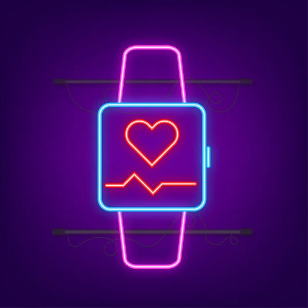 Smart watch pulse heart. Fitness bracelet, pulsometer. Vector stock illustration. — Stock Vector