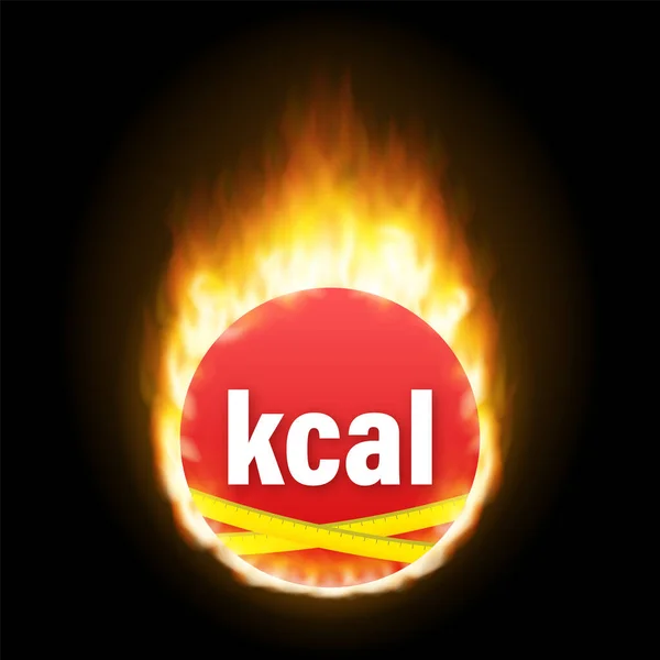 Emblema de Kilocaloría, reducción kcal. Embalaje del programa de dieta cero calorías. Ilustración de stock vectorial. — Vector de stock