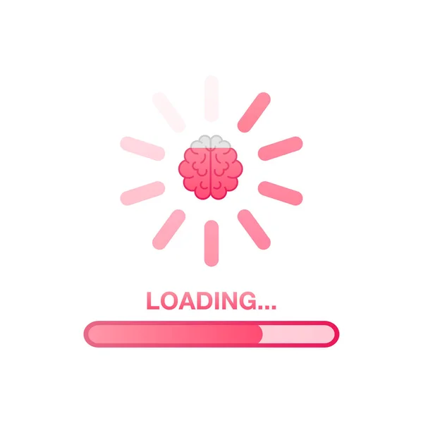 Brain, think loading concept with idea processed on a lightbulb bar. Vector stock illustration. — Wektor stockowy