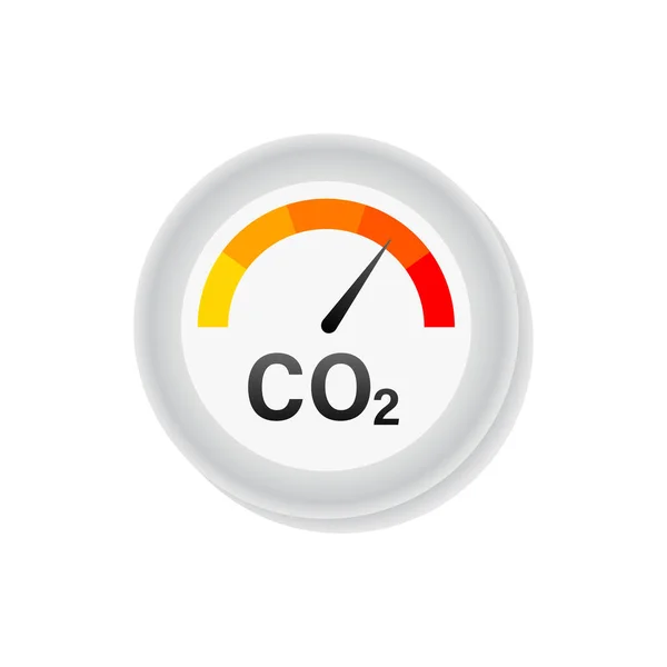 Ilustración con indicador de CO2. Diseño ecológico sobre fondo blanco. Ilustración vectorial. — Archivo Imágenes Vectoriales