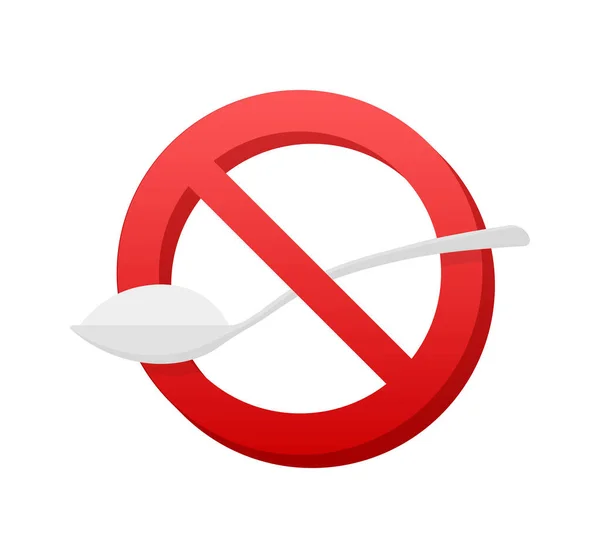 No Sugar free vector icon. Spoon with sugar is forbidden. Vector illustration. — Vetor de Stock