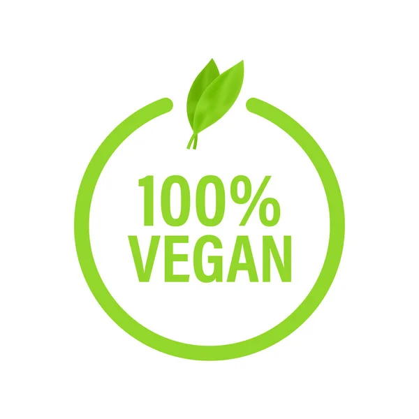 100 Vegan ikon design. Grön vegan Friendly symbol. Vektorlager illustration. — Stock vektor