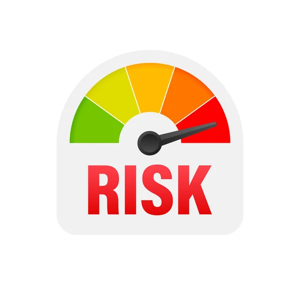 Risk icon on speedometer. High risk meter. Vector illustration. — Stock Vector