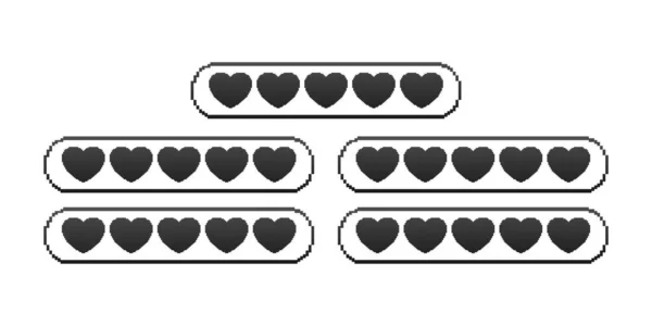 Pixel game life bar. Vintage vector set. Vector background. Heart icon set. Digital background. — Stock Vector