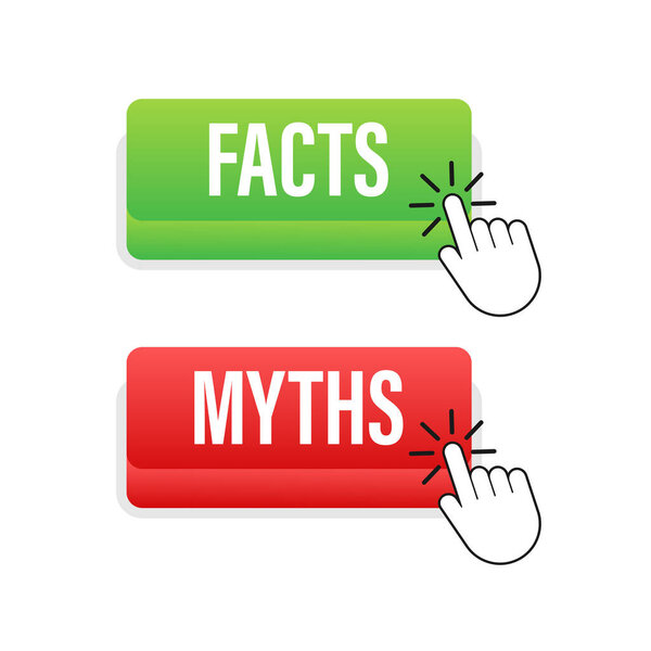 Myths facts button. Facts, great design for any purposes. Vector stock illustration.