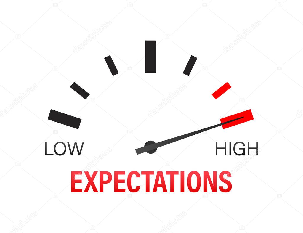 Business concept. Flat design. Flat icon with expectations indicaton light background for concept design