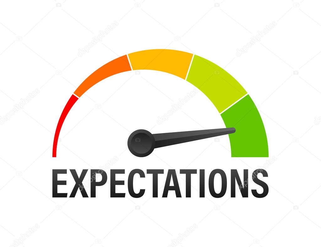 Business concept. Flat design. Flat icon with expectations indicaton light background for concept design