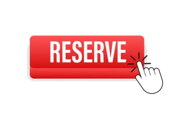 Düz düğmeyi rezerve et. Vektör çizimi. Seyahat vektör simgesi. Çevrimiçi düzen.