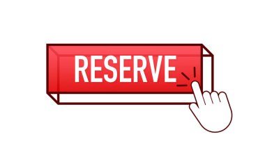 Düz düğmeyi rezerve et. Vektör çizimi. Seyahat vektör simgesi. Çevrimiçi düzen.