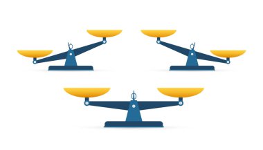 Ölçek simgesi. Terazi, beyaz arka planda izole edilmiş. Vektör stok illüstrasyonu.