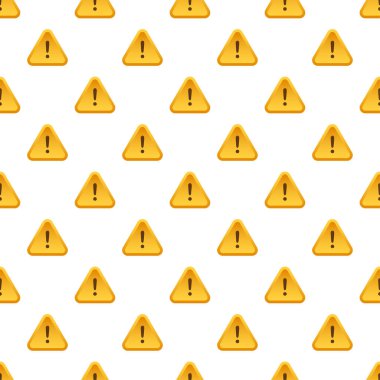 Sarı alarm şablonlu pankart. Dikkat işareti. Siber güvenlik ikonu. Uyarı işareti çıkartması. Düz uyarı sembolü. Vektör stok illüstrasyonu.