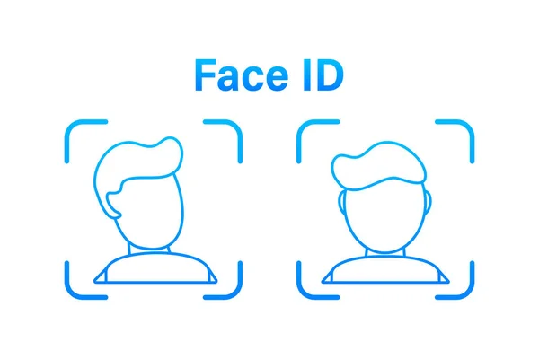 Face recognition concept design. Can use for web banner, infographics, hero images. Line style. Vector illustration. — Stockvektor