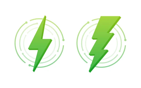 Lightning green bolt. Thunder bolt, lighting strike expertise. Vector illustration. — Stockvektor