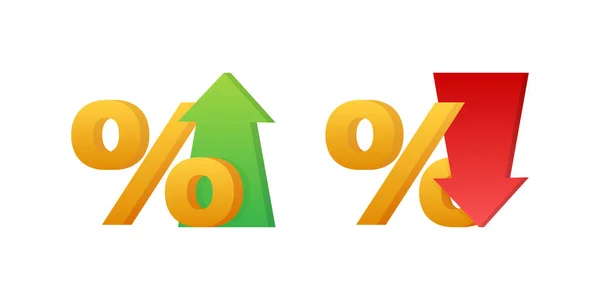 Percentage with arrow up and down. Banking, credit, interest rate. Vector stock illustration. — Stock Vector