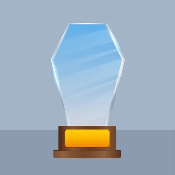 Glass award concept background. Golden trophy clipart. Vector template. Template for banner design. Winner certificate. — Wektor stockowy