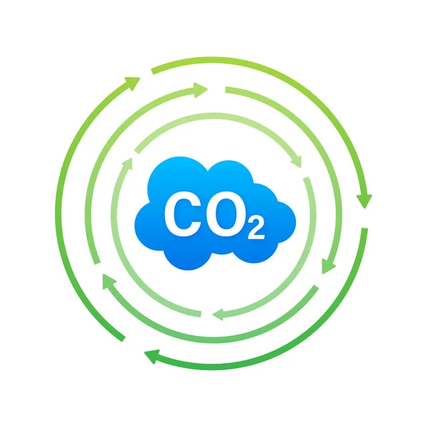 CO2-Logo in flachem Stil isoliert auf leerem Hintergrund. Flaches Symbol auf weißem Hintergrund. Vektorlogo-Illustration. — Stockvektor