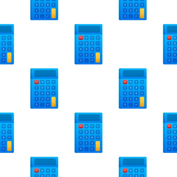 Blue calculator pattern on white background. Modern design. Electronic portable calculator. Vector stock illustration. — Stockvektor