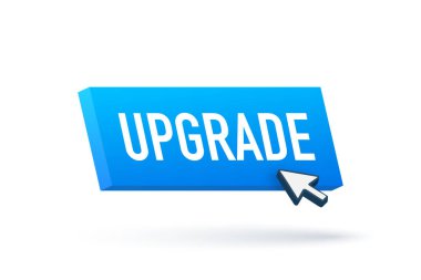 Beyaz arkaplandaki düz mavi düğmeyi yükselt. Vektör illüstrasyon tasarımı.