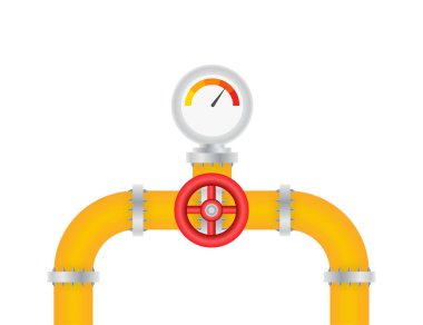 Boruların farklı türde su tüpü endüstrisi gaz vanası yapımını detaylandırıyor. Vektör illüstrasyonu.