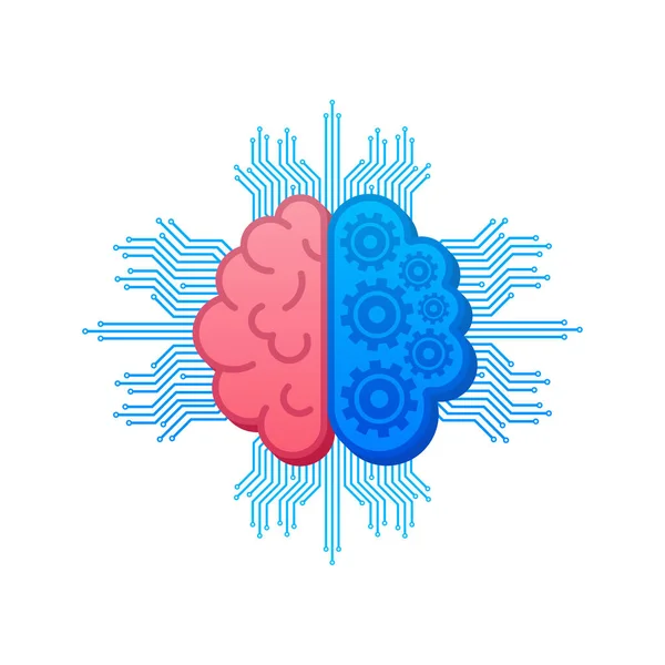 Digital brain in 3d style on light background. Big data vector background. Business vector icon. — Stock vektor