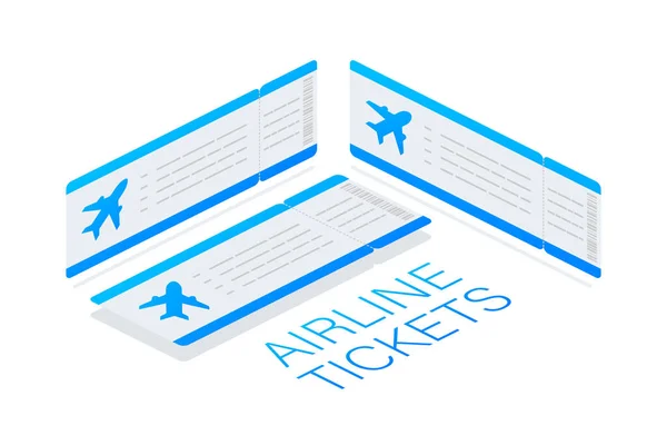 Airline tickets or boarding pass inside of special service envelope. Isometric view. Vector stock illustration. — стоковый вектор
