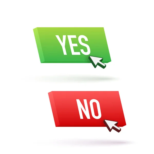 Yes and No button with coursor. Feedback concept. Positive feedback concept. Choice button icon. Vector stock illustration. — Vettoriale Stock