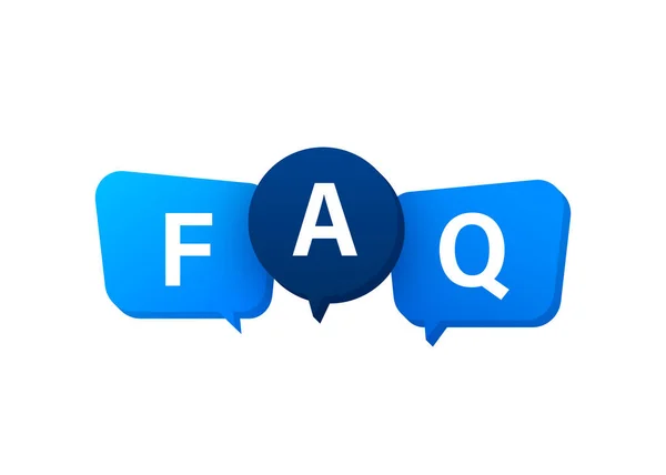 Foire aux questions FAQ bannière. Ordinateur avec icônes de question. Illustration vectorielle. — Image vectorielle