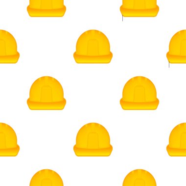 Beyaz arka planda sarı kask deseni var. Gerçekçi izole vektör. Vektör logosu illüstrasyonu.