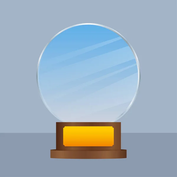 Fondo concepto de premio de vidrio. Clipart trofeo de oro. Plantilla vectorial. Plantilla para diseño de banners. Certificado de ganador. — Vector de stock