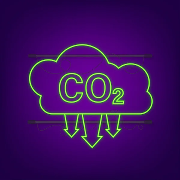 Λογότυπο CO2 σε στυλ νέον απομονωμένο σε κενό φόντο. Επίπεδο εικονίδιο σε λευκό φόντο. Εικόνα λογότυπου διανύσματος. — Διανυσματικό Αρχείο